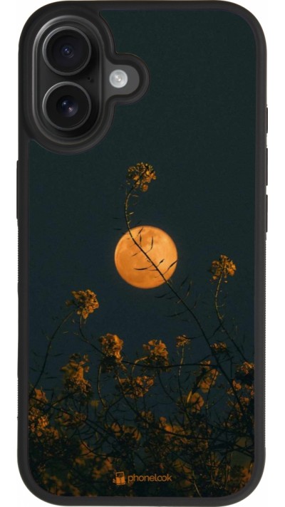 iPhone 17 Case Hülle - Silikon schwarz Moon Flowers