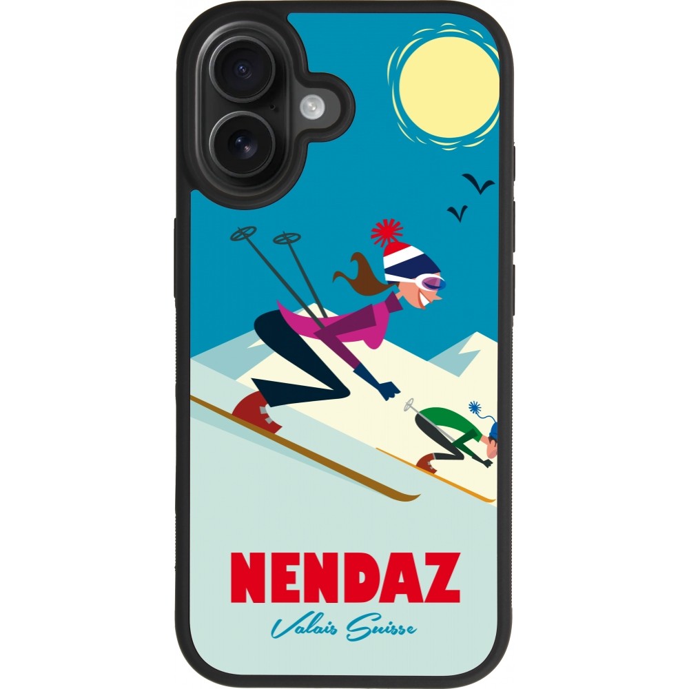 iPhone 17 Case Hülle - Silikon schwarz Nendaz Ski Downhill