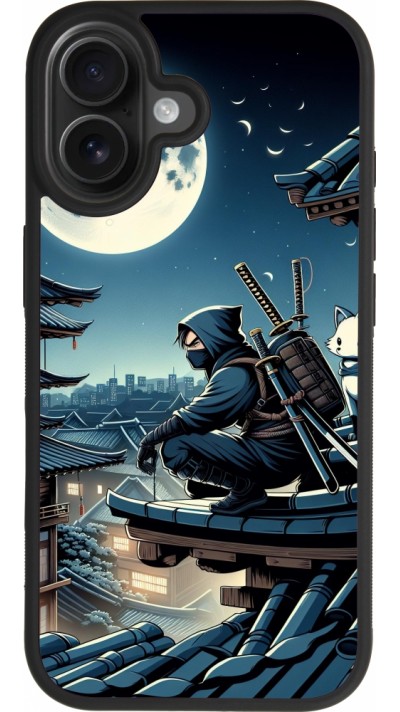 iPhone 17 Case Hülle - Silikon schwarz Ninja unter dem Mond