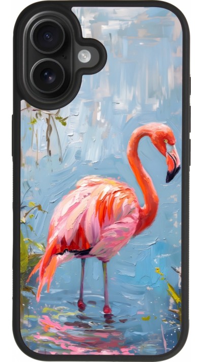 iPhone 17 Case Hülle - Silikon schwarz Paint Flamingo