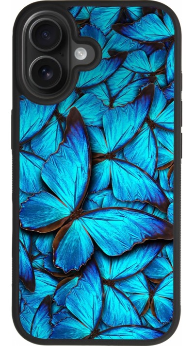 iPhone 17 Case Hülle - Silikon schwarz Papillon bleu