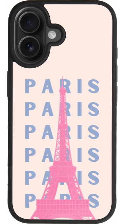 iPhone 17 Case Hülle - Silikon schwarz Paris Pink Print