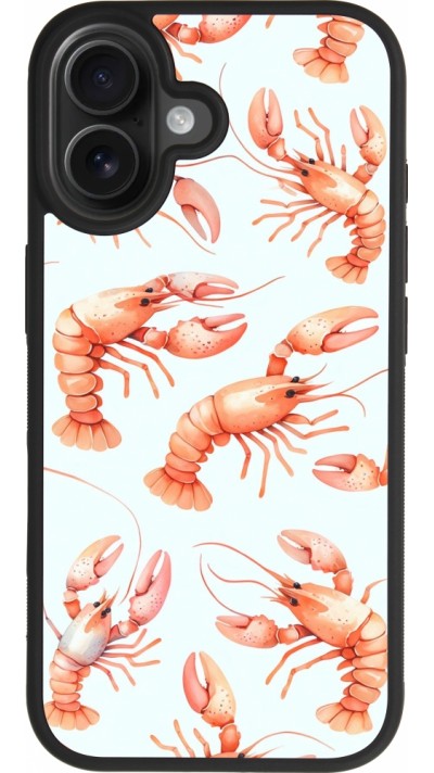 iPhone 17 Case Hülle - Silikon schwarz Muster von pastellfarbenen Hummern