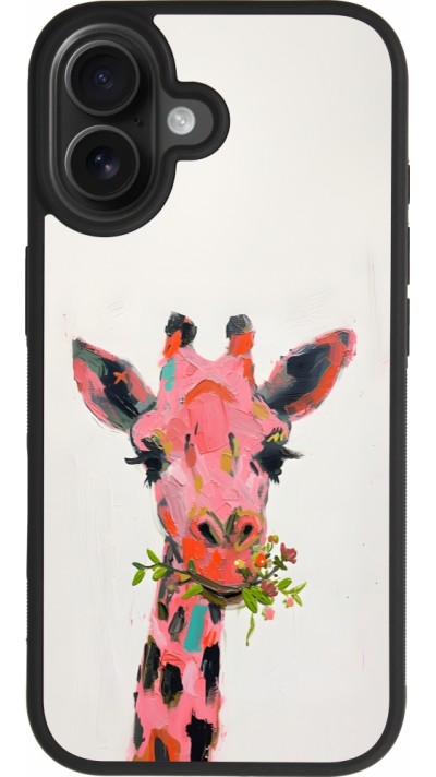 iPhone 17 Case Hülle - Silikon schwarz Pink Girafe Paint