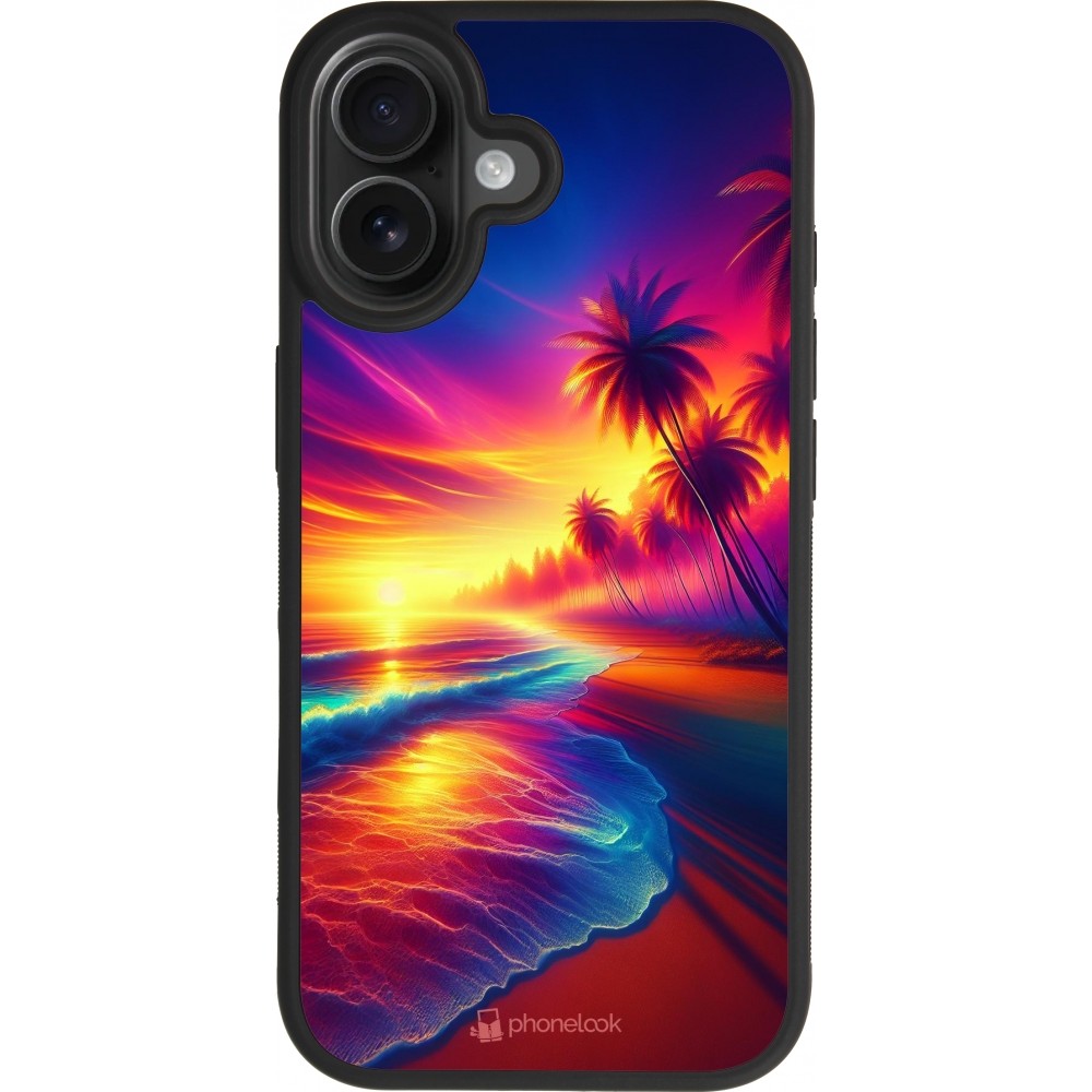 iPhone 17 Case Hülle - Silikon schwarz Strand Sonnenuntergang auffällig