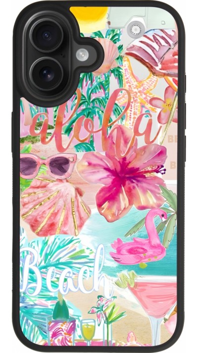 iPhone 17 Case Hülle - Silikon schwarz Preppy Collage Aloha