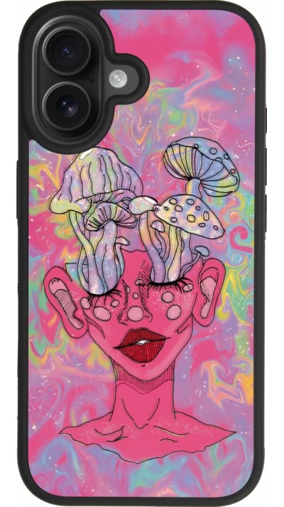 iPhone 17 Case Hülle - Silikon schwarz Psychedelic pink mushroom