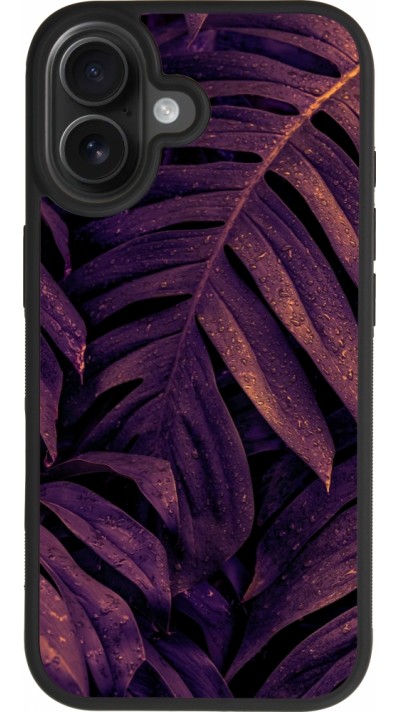 iPhone 17 Case Hülle - Silikon schwarz Purple Light Leaves