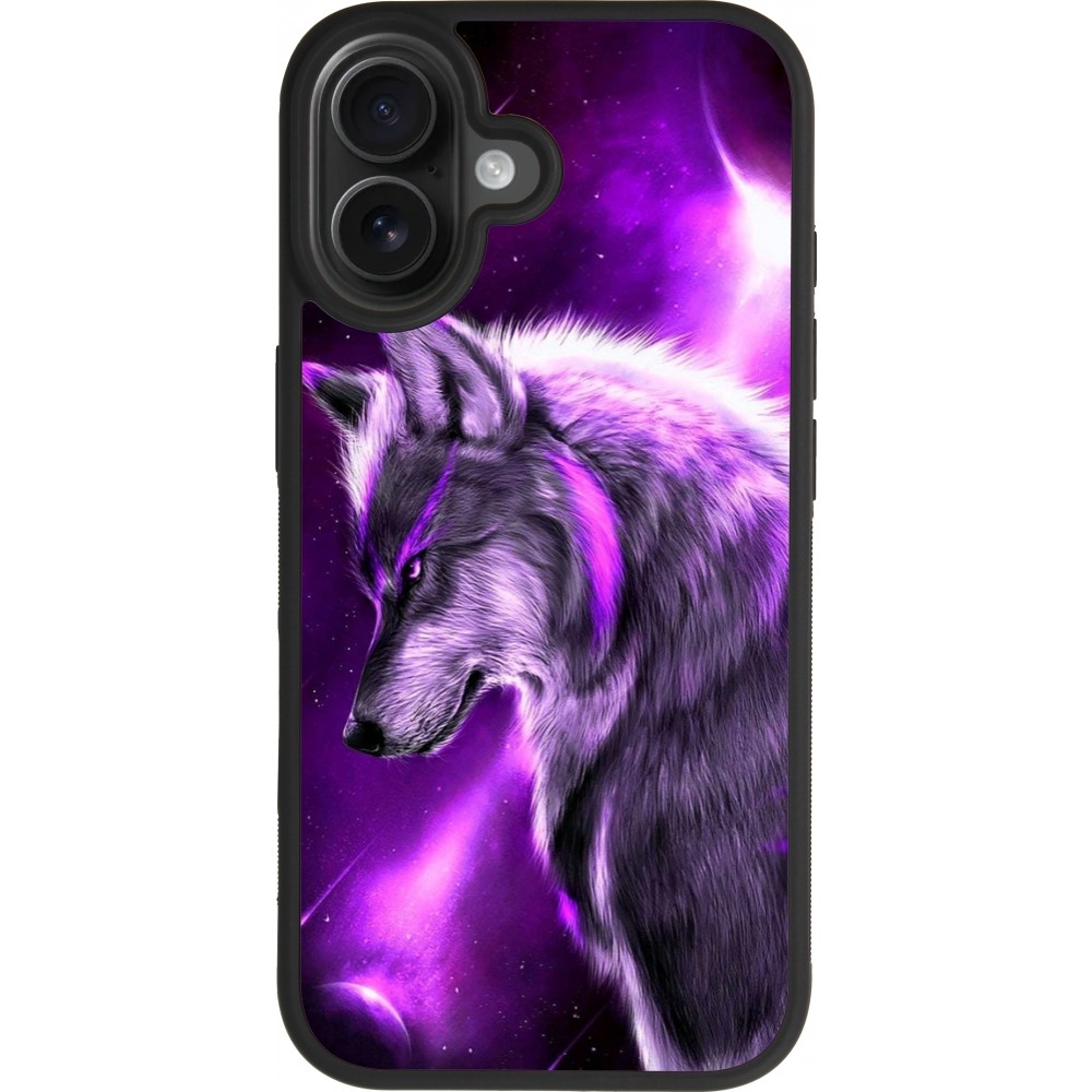 iPhone 17 Case Hülle - Silikon schwarz Purple Sky Wolf