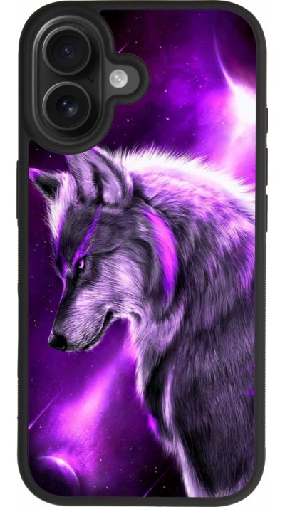 iPhone 17 Case Hülle - Silikon schwarz Purple Sky Wolf