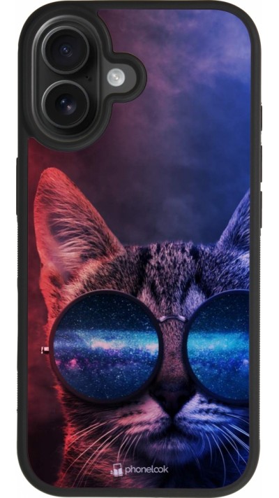 iPhone 17 Case Hülle - Silikon schwarz Red Blue Cat Glasses