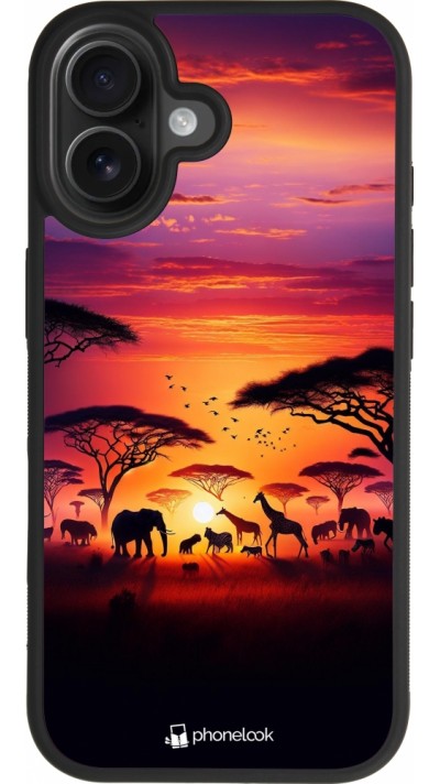 iPhone 17 Case Hülle - Silikon schwarz Safari Sonnenuntergang Wildtiere