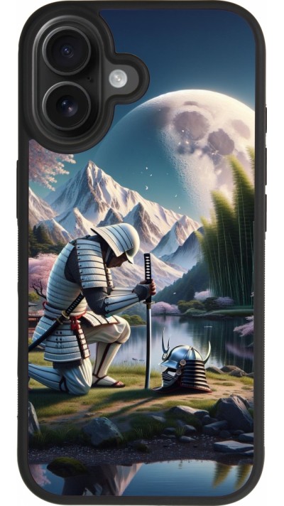 iPhone 17 Case Hülle - Silikon schwarz Samurai Katana Mond