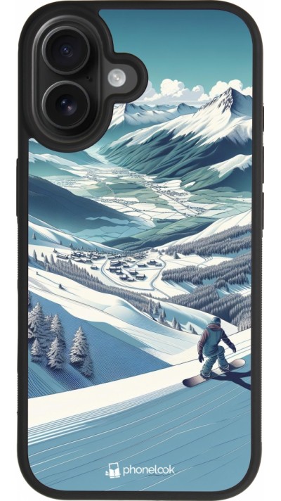 iPhone 17 Case Hülle - Silikon schwarz Snowboarder Berg