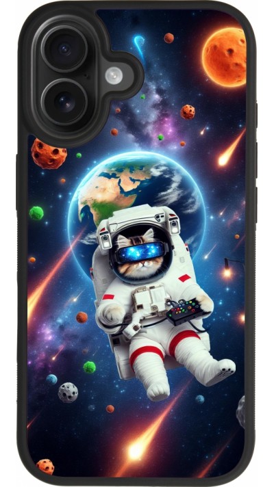 iPhone 17 Case Hülle - Silikon schwarz VR SpaceCat Odyssee