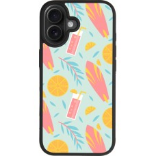 Coque iPhone 17 - Silicone rigide noir Summer 2025 Pattern citron