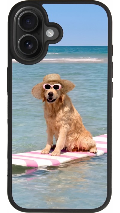 iPhone 17 Case Hülle - Silikon schwarz Summer Dog on Paddle