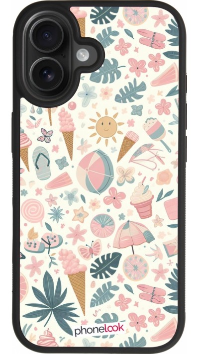 iPhone 17 Case Hülle - Silikon schwarz Sommer Pink Muster