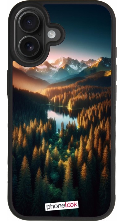 iPhone 17 Case Hülle - Silikon schwarz Sonnenuntergang Waldsee