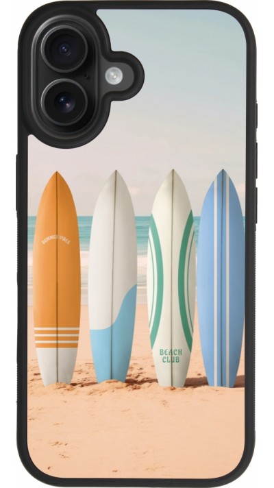 iPhone 17 Case Hülle - Silikon schwarz Summer surfboard 2025