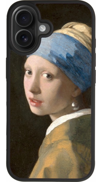 Coque iPhone 17 - Silicone rigide noir Tableau art - La Jeune fille à la perle - Johannes Vermeer