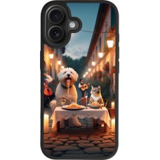 Coque iPhone 17 - Silicone rigide noir Valentine 2024 Dog & Cat Candlelight