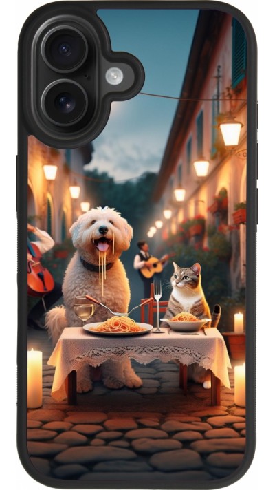 iPhone 17 Case Hülle - Silikon schwarz Valentin 2024 Hund & Katze Kerzenlicht