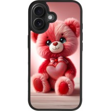 iPhone 17 Case Hülle - Silikon schwarz Valentin 2024 Rosaroter Teddybär