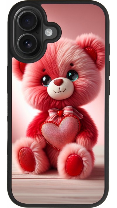 iPhone 17 Case Hülle - Silikon schwarz Valentin 2024 Rosaroter Teddybär