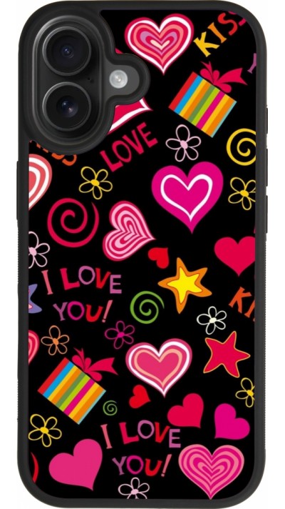 iPhone 17 Case Hülle - Silikon schwarz Valentine 2023 love symbols