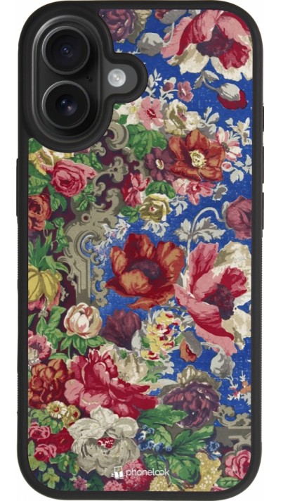iPhone 17 Case Hülle - Silikon schwarz Vintage Art Flowers