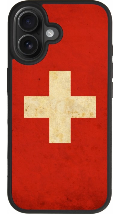 iPhone 17 Case Hülle - Silikon schwarz Vintage Flag SWISS