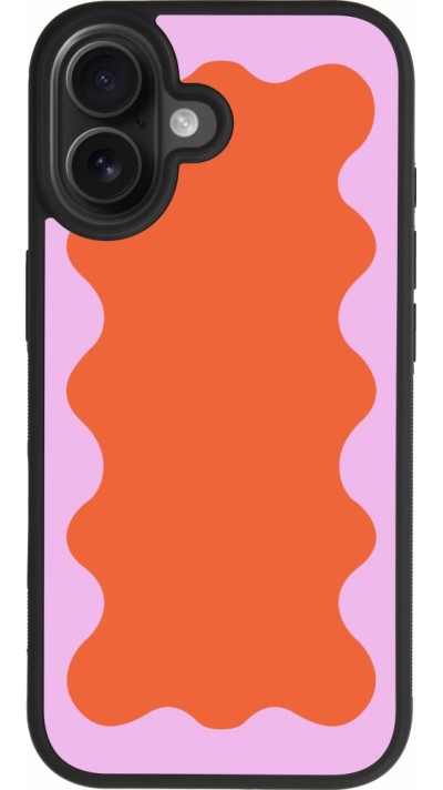 iPhone 17 Case Hülle - Silikon schwarz Wavy Rectangle Orange Pink