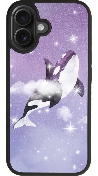 iPhone 17 Case Hülle - Silikon schwarz Whale in sparking stars