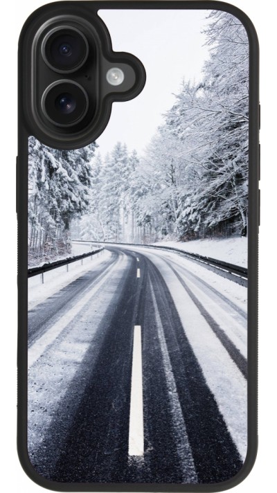 iPhone 17 Case Hülle - Silikon schwarz Winter 22 Snowy Road