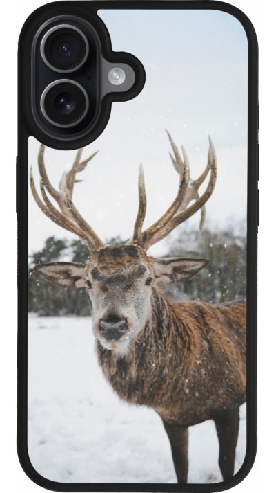 Coque iPhone 17 - Silicone rigide noir Winter 25 Winter reindeer