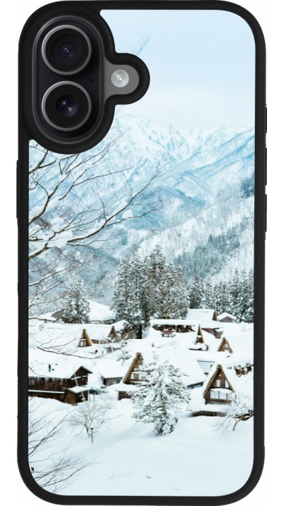 Coque iPhone 17 - Silicone rigide noir Winter 25 Winter snowy landscape