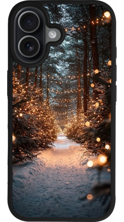 Coque iPhone 17 - Silicone rigide noir Winter 25 Winter snowy road