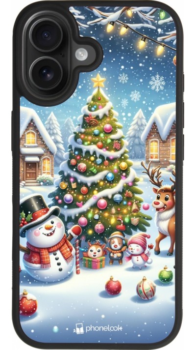 iPhone 17 Case Hülle - Silikon schwarz Weihnachten 2023 Schneemann und Tannenbaum