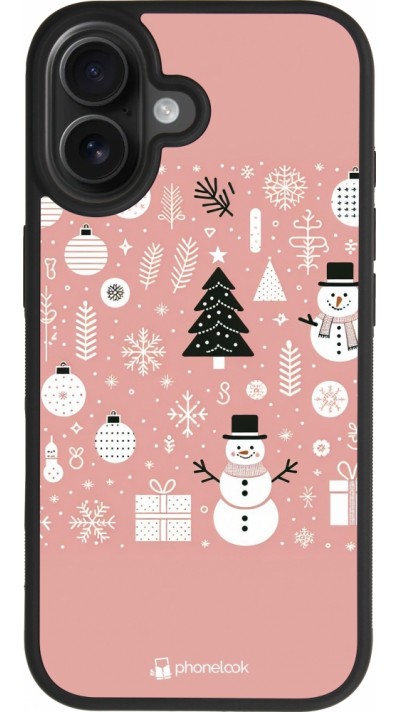 iPhone 17 Case Hülle - Silikon schwarz Weihnachten 2024 Rose Schneemann Weihnachten