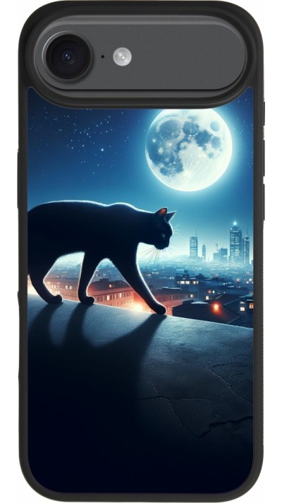 iPhone Air Case Hülle - Silikon schwarz Schwarze Katze unter dem Vollmond