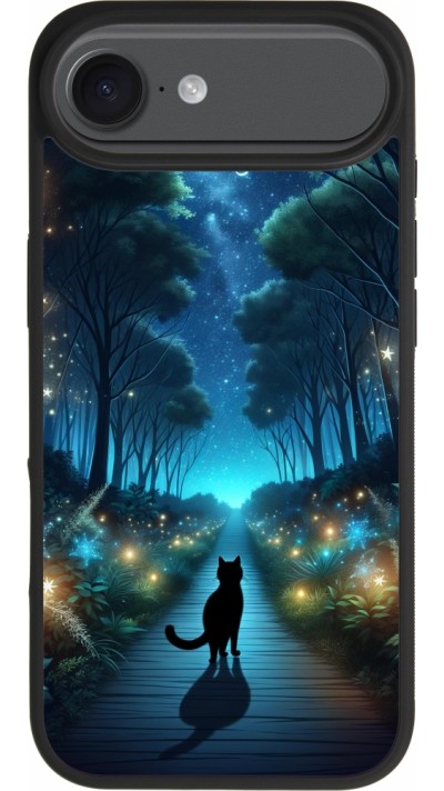 iPhone Air Case Hülle - Silikon schwarz Schwarze Katze Spaziergang