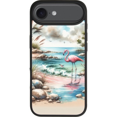 iPhone Air Case Hülle - Silikon schwarz Flamingo Aquarell