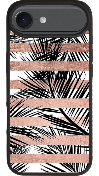 iPhone Air Case Hülle - Silikon schwarz Palm trees gold stripes