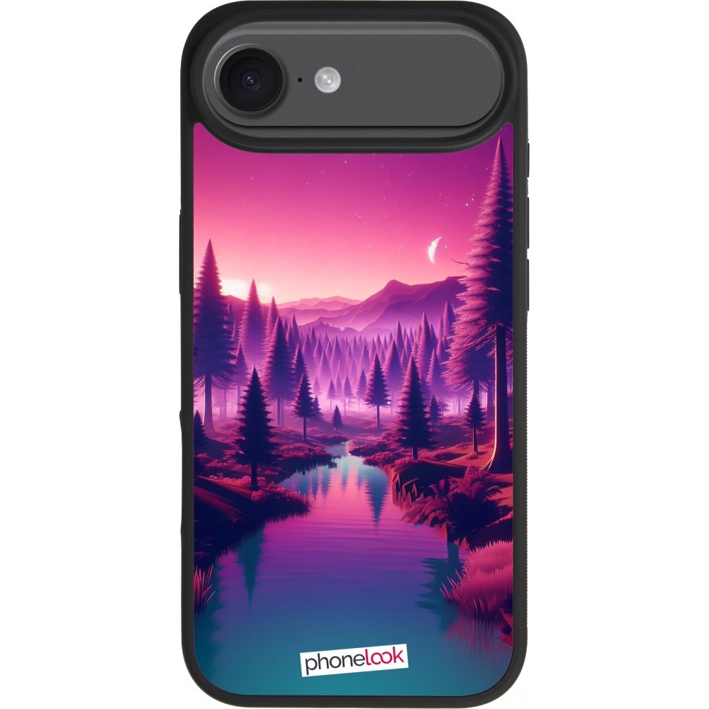 iPhone Air Case Hülle - Silikon schwarz Lila-rosa Landschaft