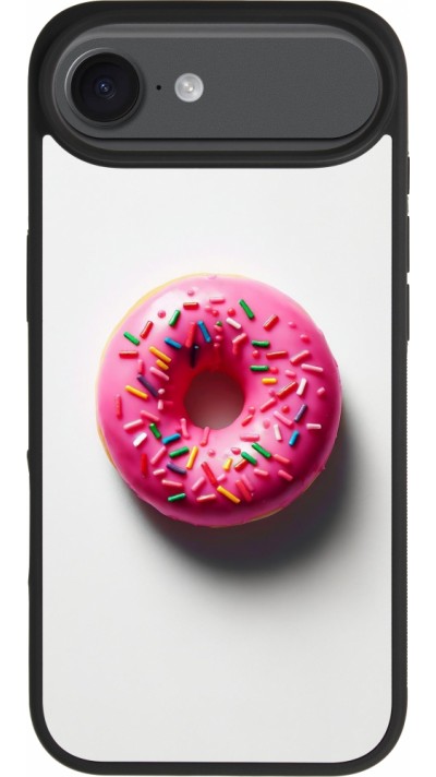 iPhone Air Case Hülle - Silikon schwarz Weisser Hintergrund, pinker Donut