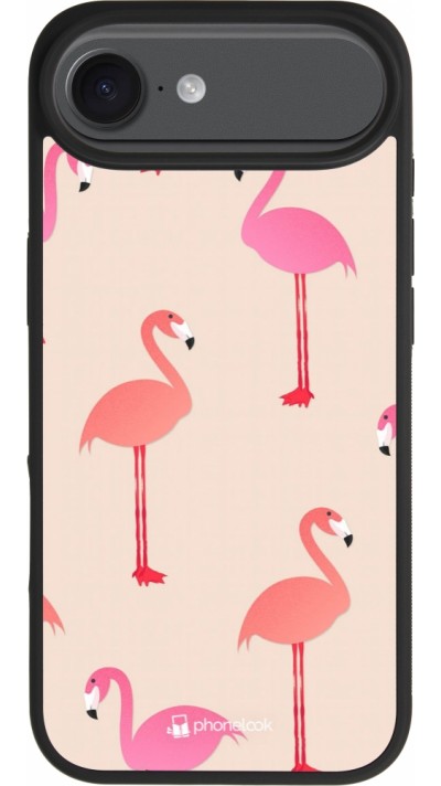 iPhone Air Case Hülle - Silikon schwarz Pink Flamingos Pattern