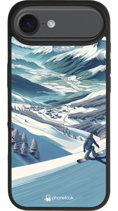 iPhone Air Case Hülle - Silikon schwarz Snowboarder Berg