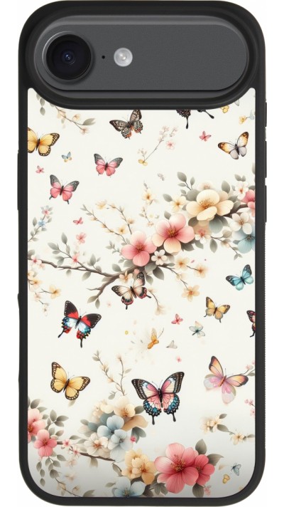 Coque iPhone Air - Silicone rigide noir Spring 25 Papillons Légers