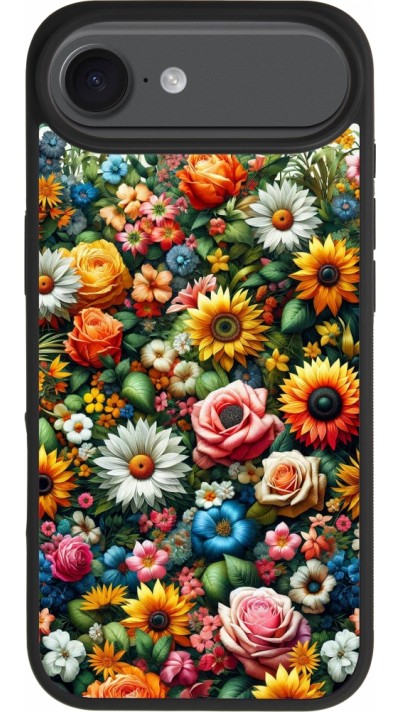 iPhone Air Case Hülle - Silikon schwarz Sommer Blumenmuster